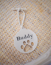 Load image into Gallery viewer, Personalised Beige Gloss Paw Print Bauble