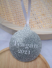 Load image into Gallery viewer, Personalised Silver Glitter Bauble