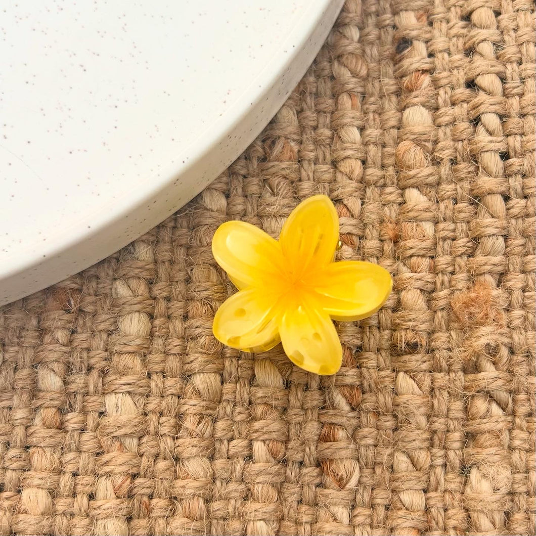 Yellow Mini Frangipani Claw Clip