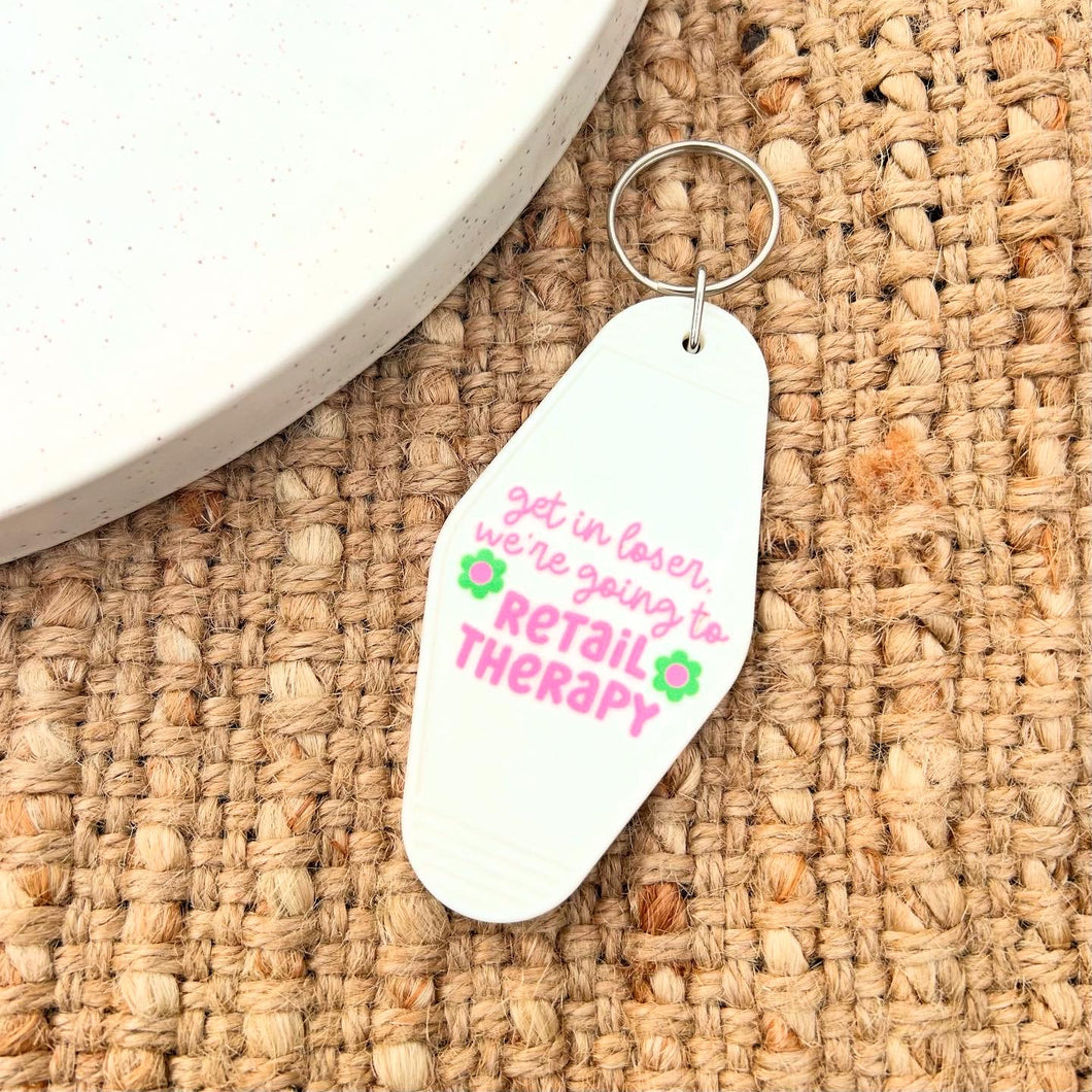 White Retail Therapy Keychain