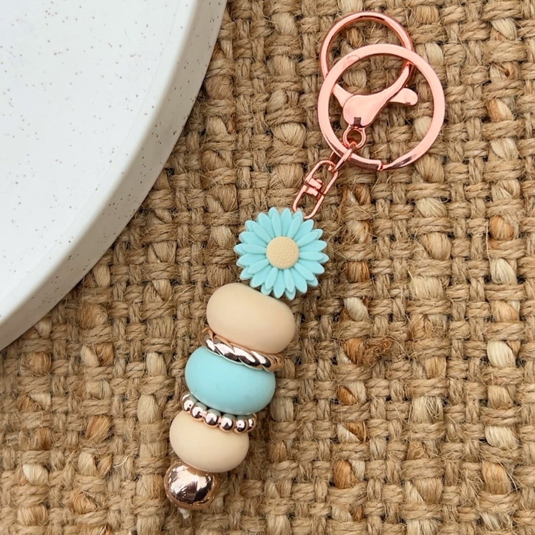 Aqua Flower Keychain