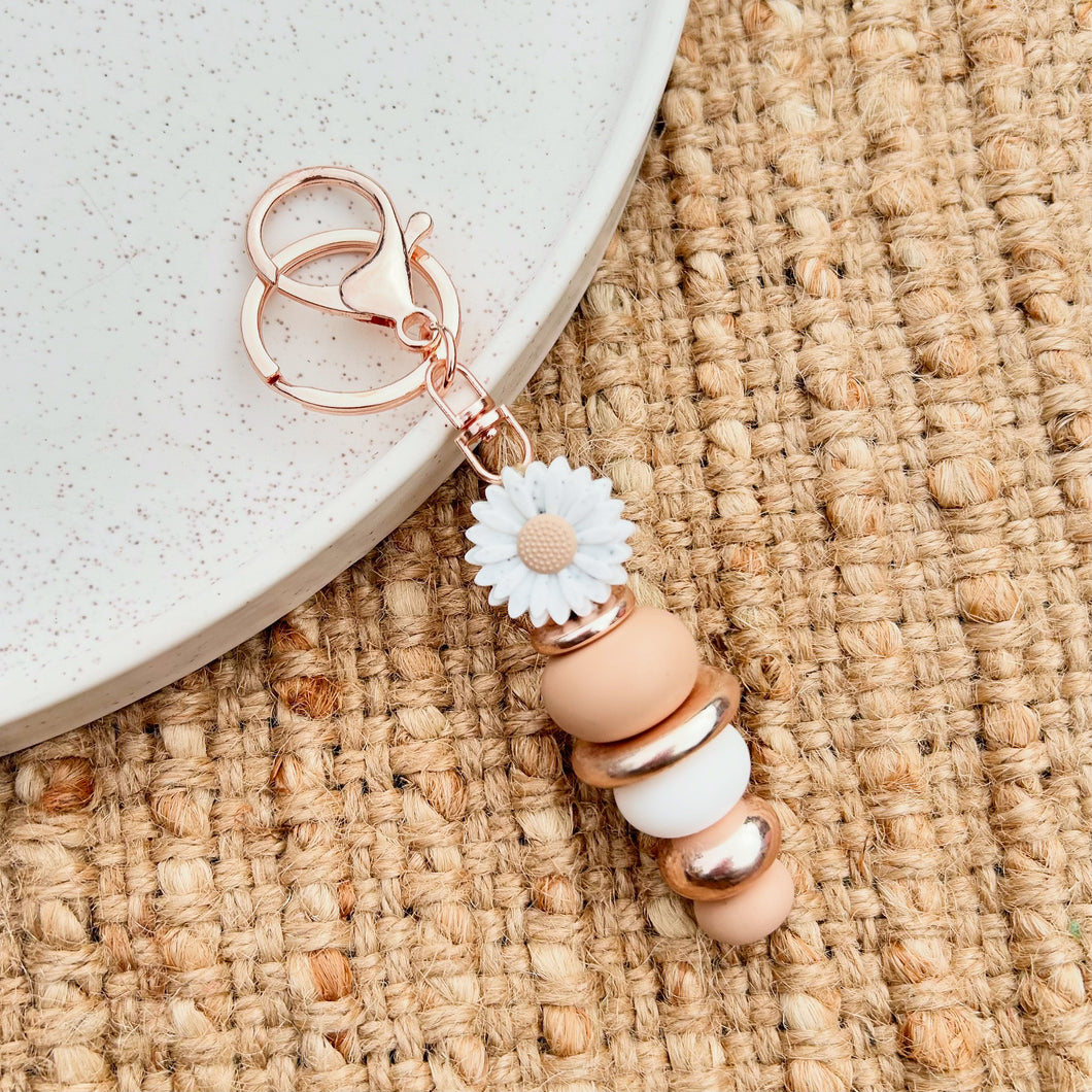 Beige Flower Keychain