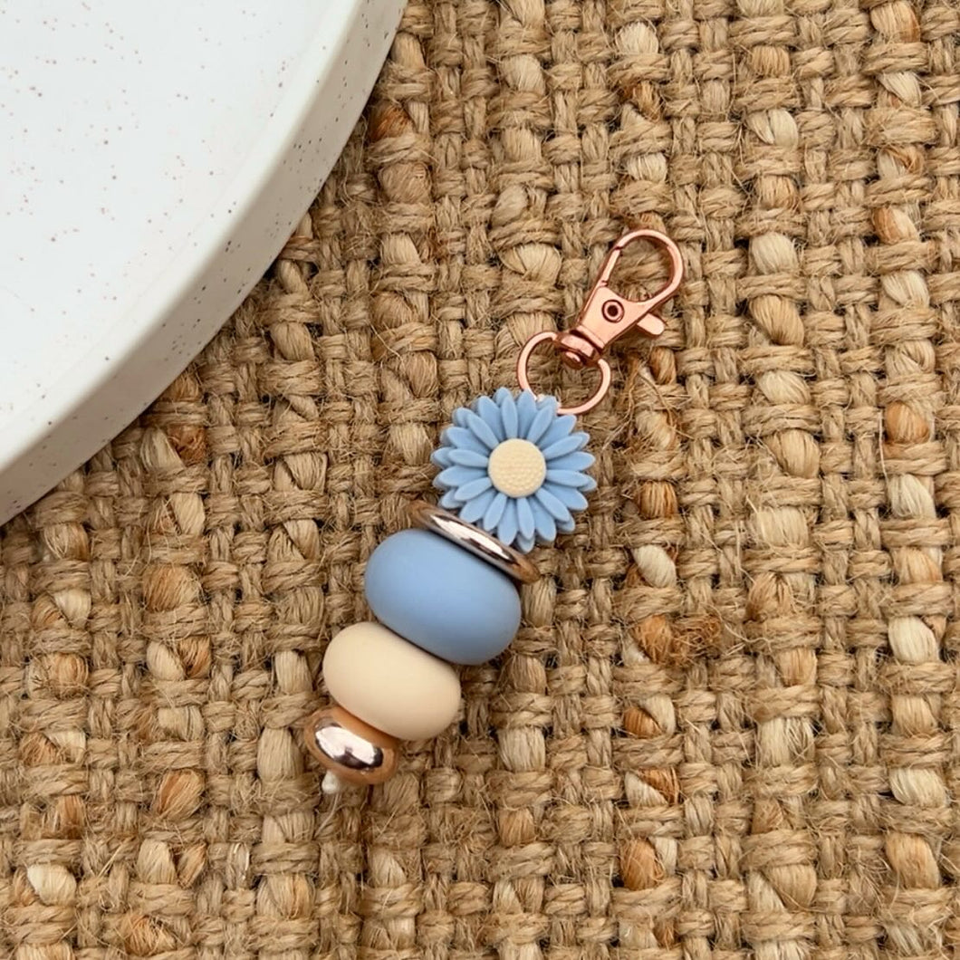 Steel Blue Flower Mini Keychain