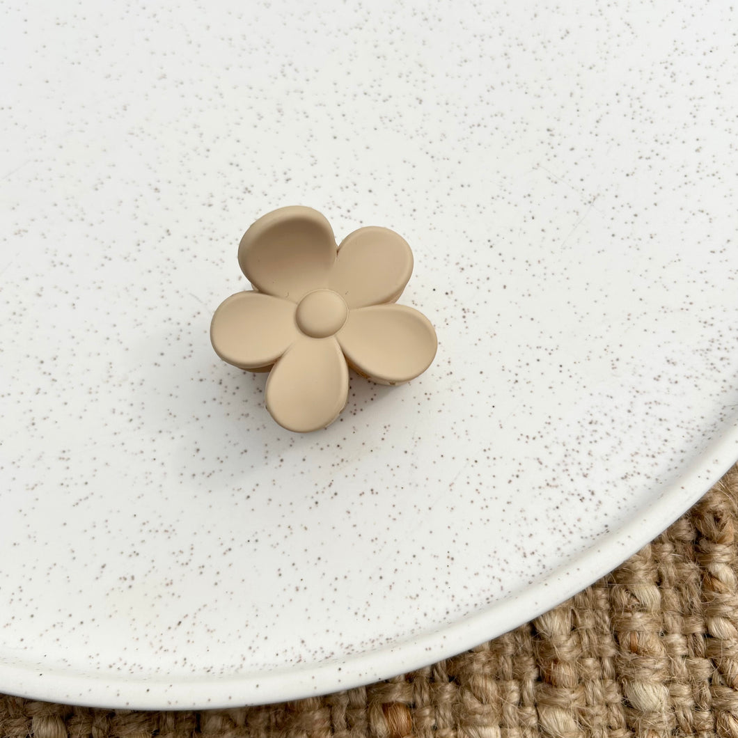 Beige Flower Mini Claw Clip