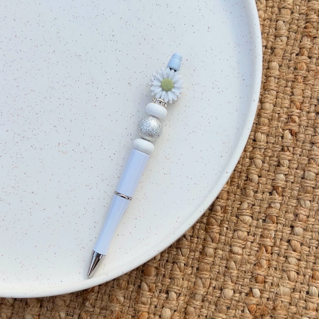 White/Sage Flower Pen