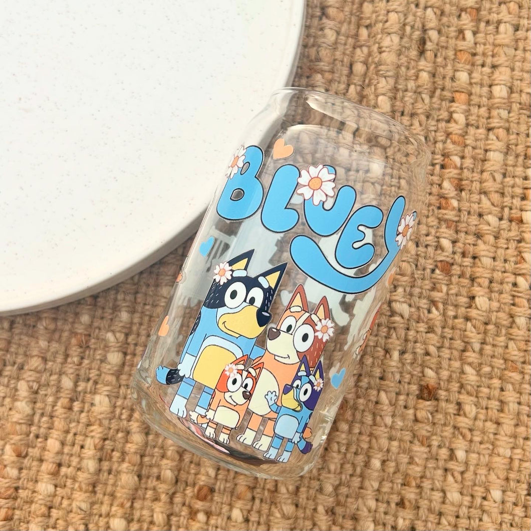 Blue Dog Glass Can Tumbler