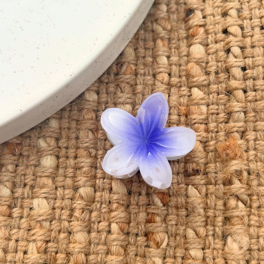 White/Purple Mini Frangipani Claw Clip