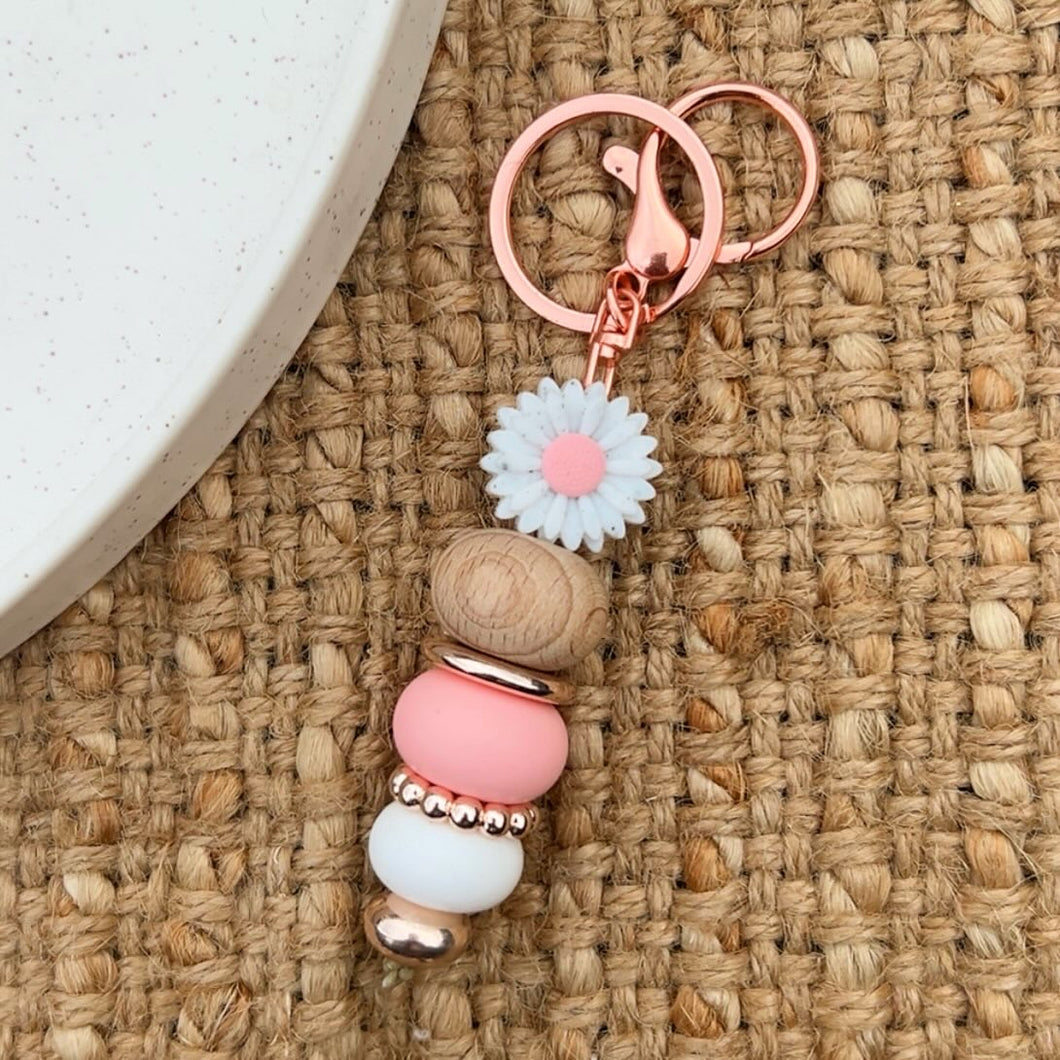 White/Pink Flower Keychain