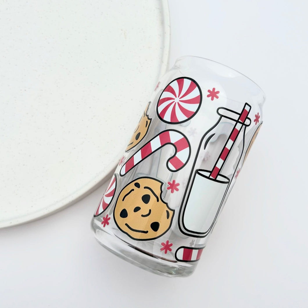 Milk & Cookies Glass Can Tumbler