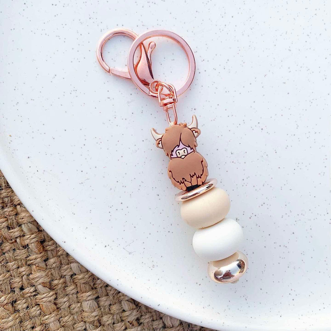 Brown Highland Cow Keychain