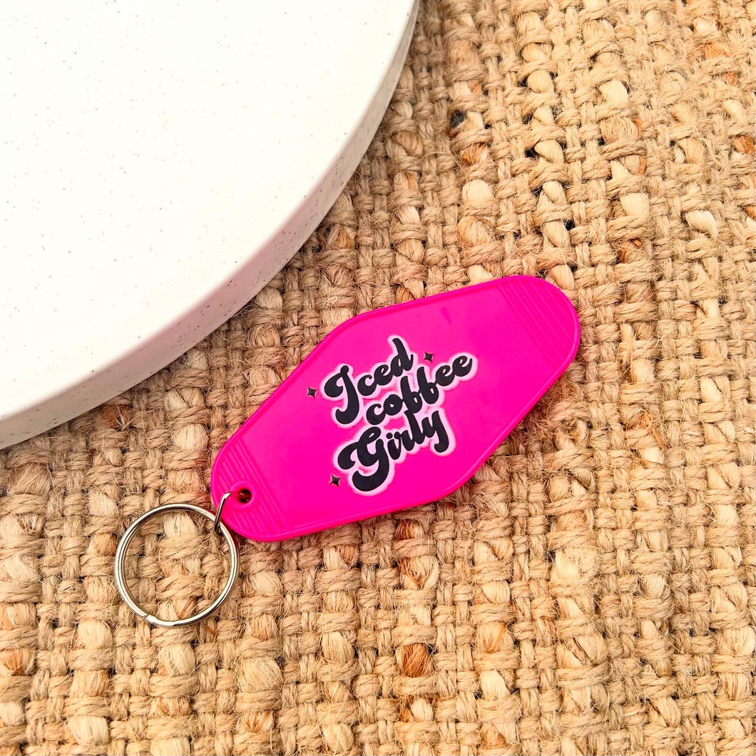 Hot Pink Iced Coffee Keychain