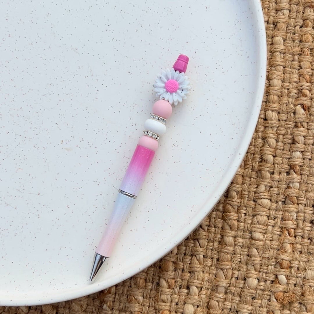 White/Pink Flower Pen