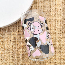 Load image into Gallery viewer, Pink Cow Glass Can Tumbler
