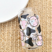 Load image into Gallery viewer, Pink Cow Glass Can Tumbler
