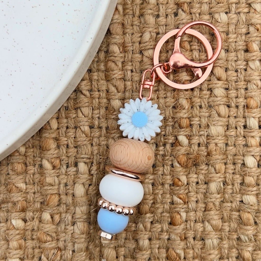 White/Blue Flower Keychain