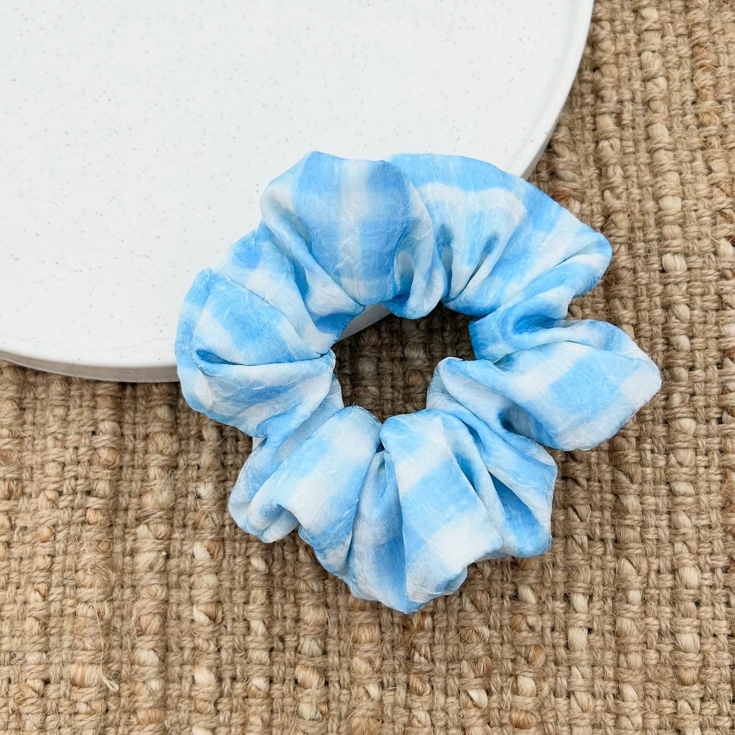 Sky Blue Check Scrunchie