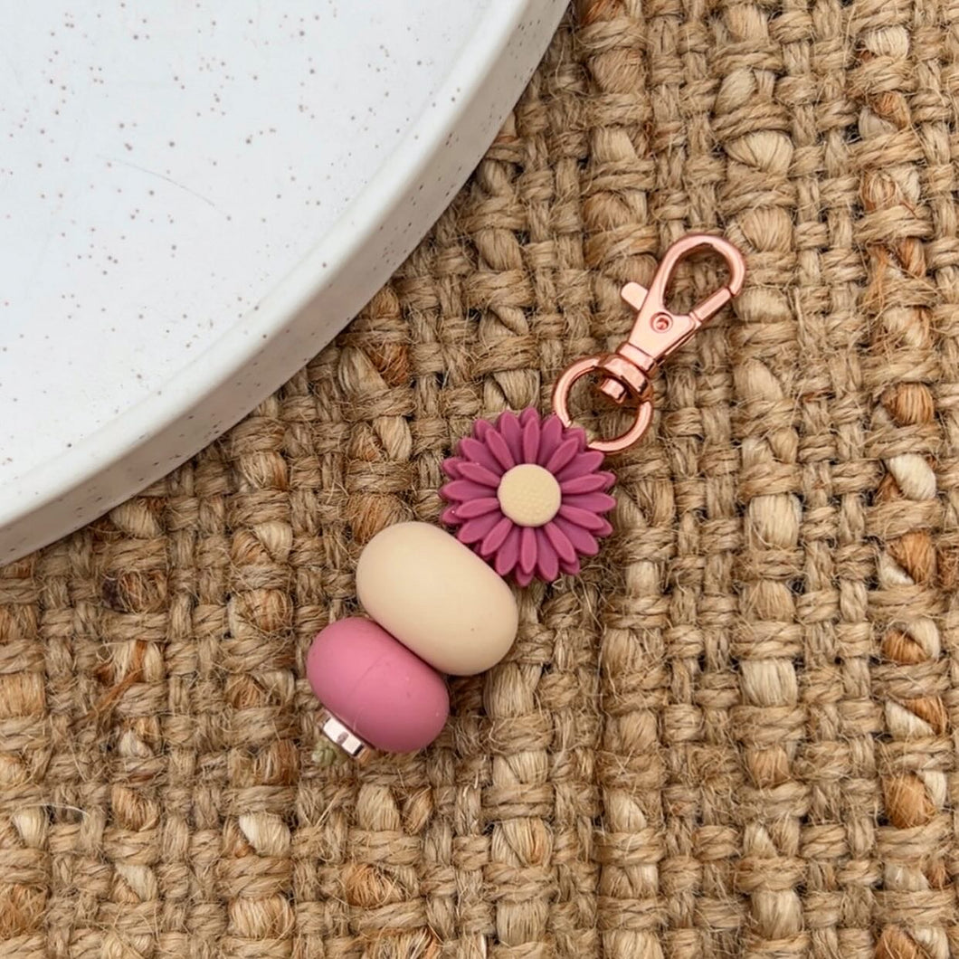 Dark Pink Flower Mini Keychain