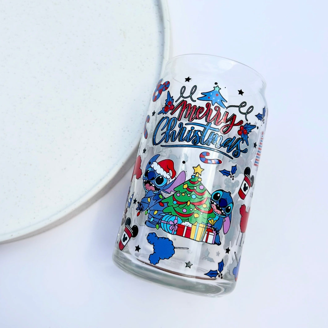 Xmas Stitch Glass Can Tumbler