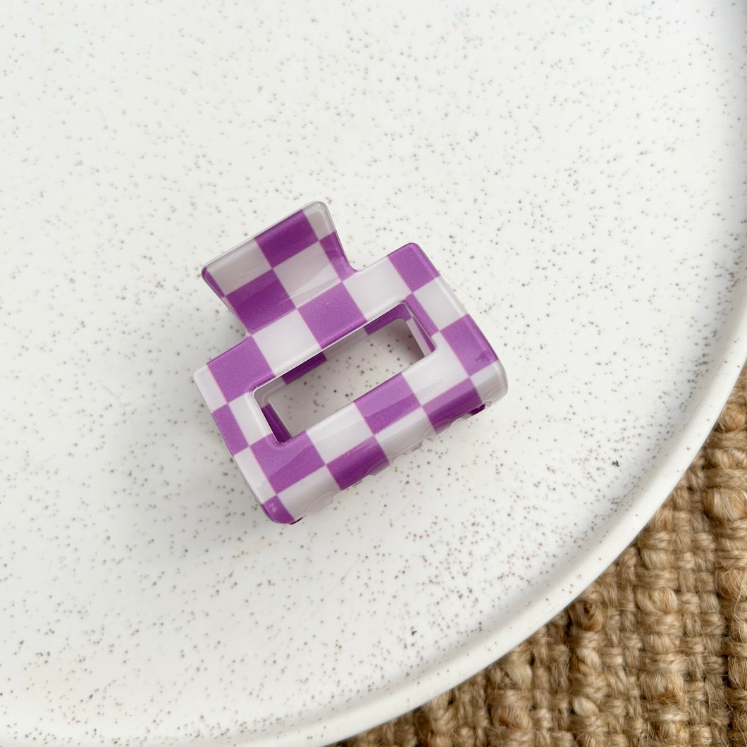 Purple Check Claw Clip