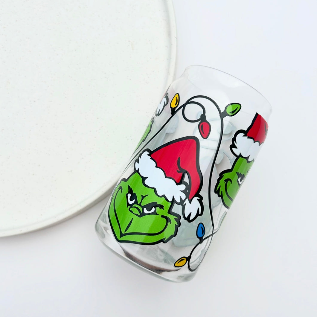 Grinchmas Lights Glass Can Tumbler