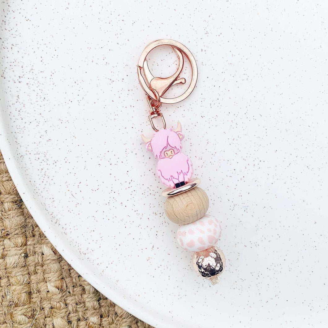 Light Pink Highland Cow Keychain