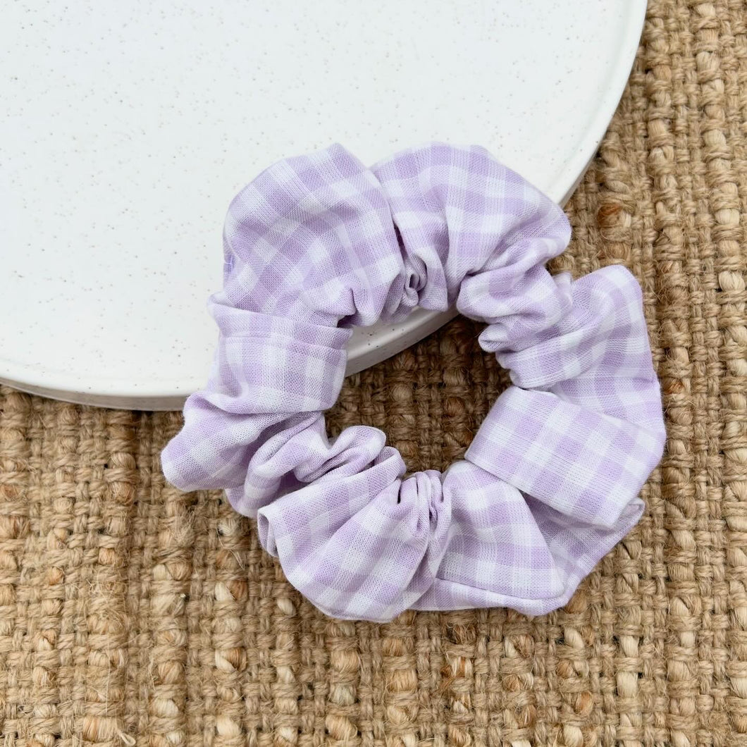 Lilac Check Scrunchie