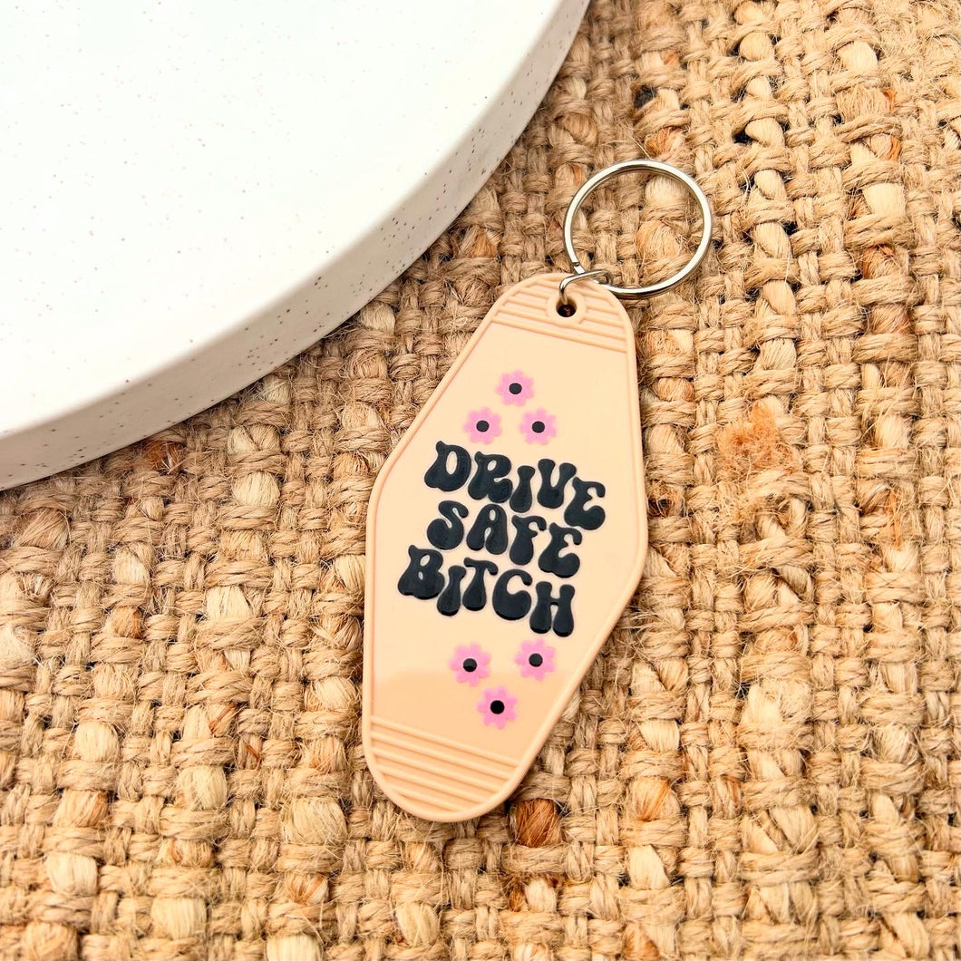 Beige Drive Safe Keychain