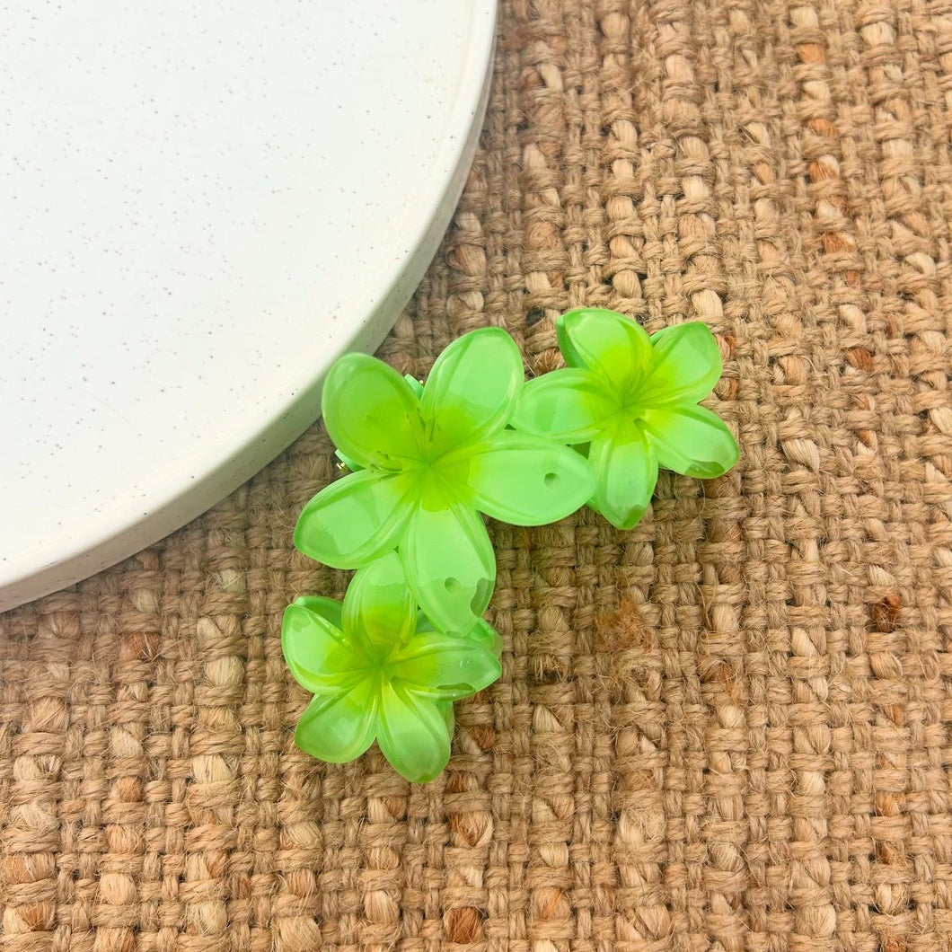 Green Frangipanis Claw Clip