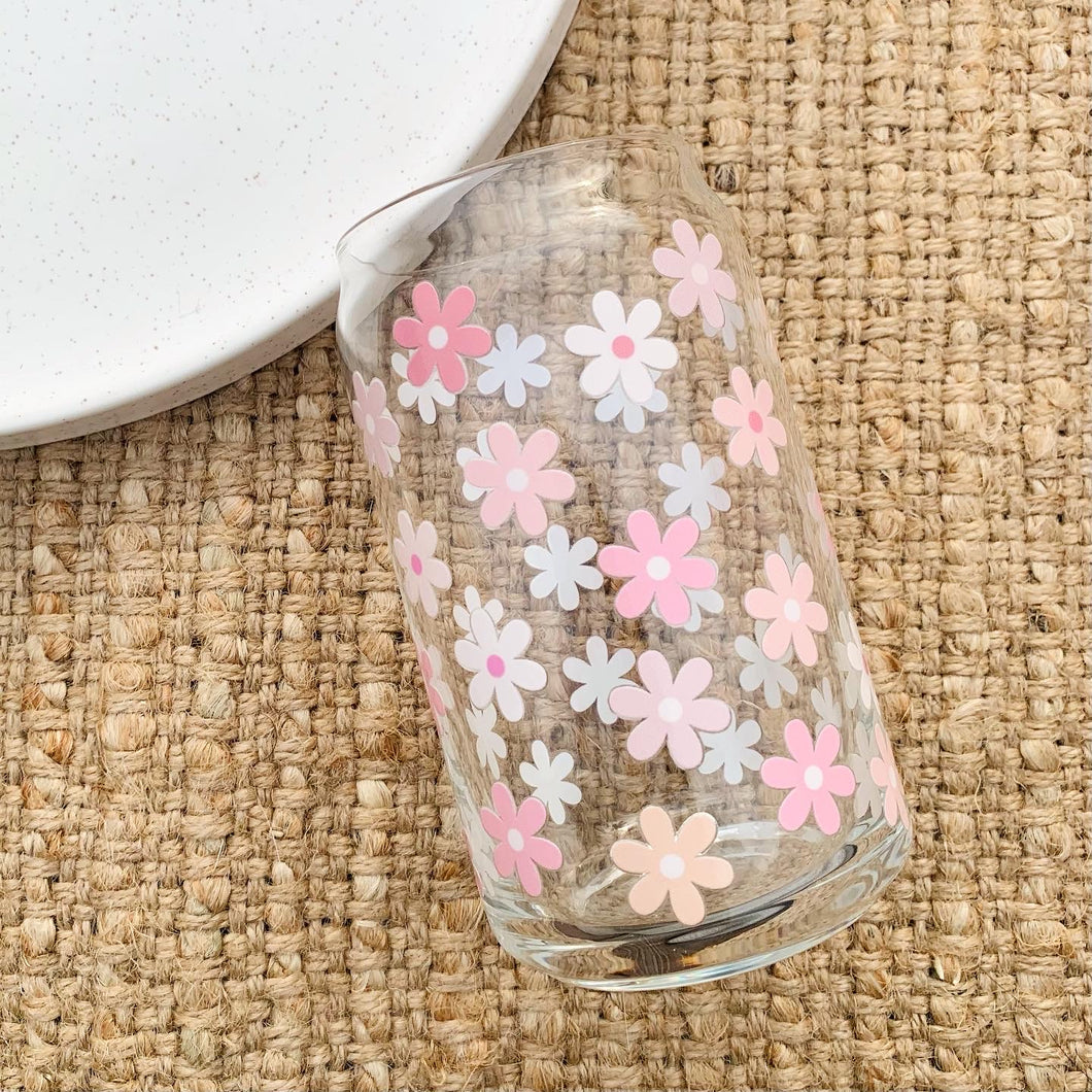 Sweet Daisies Glass Can Tumbler