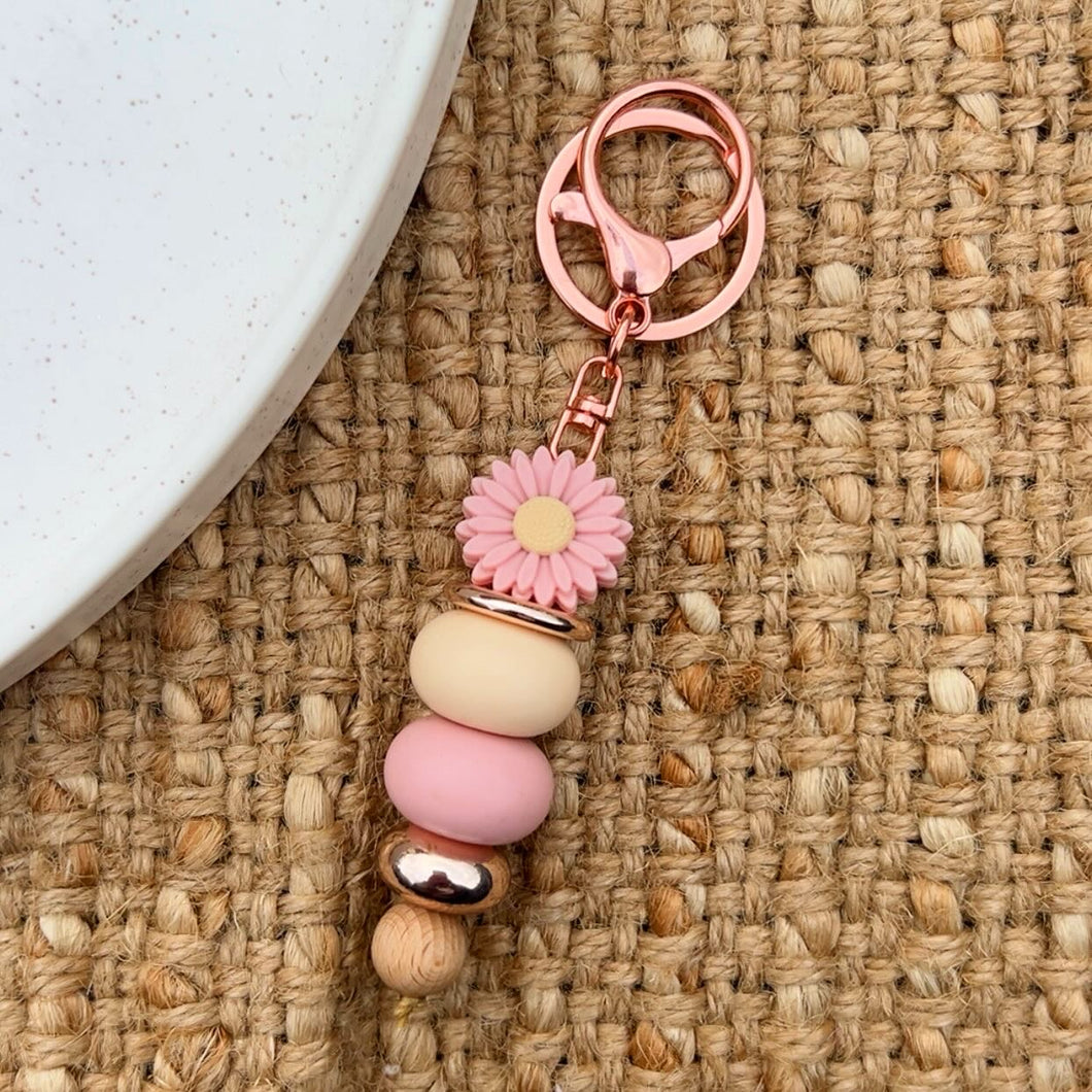 Dusty Pink Flower Keychain