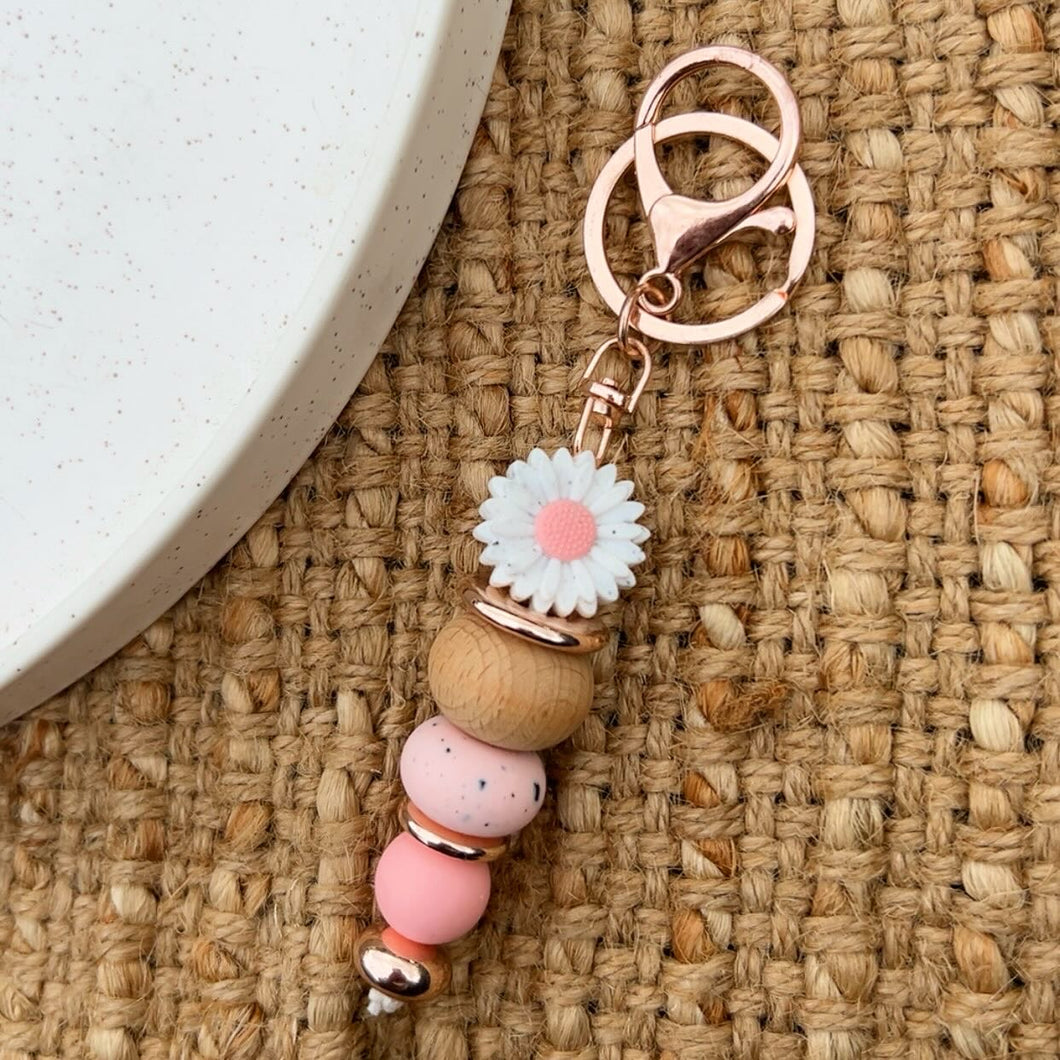 White/Pink Flower Keychain