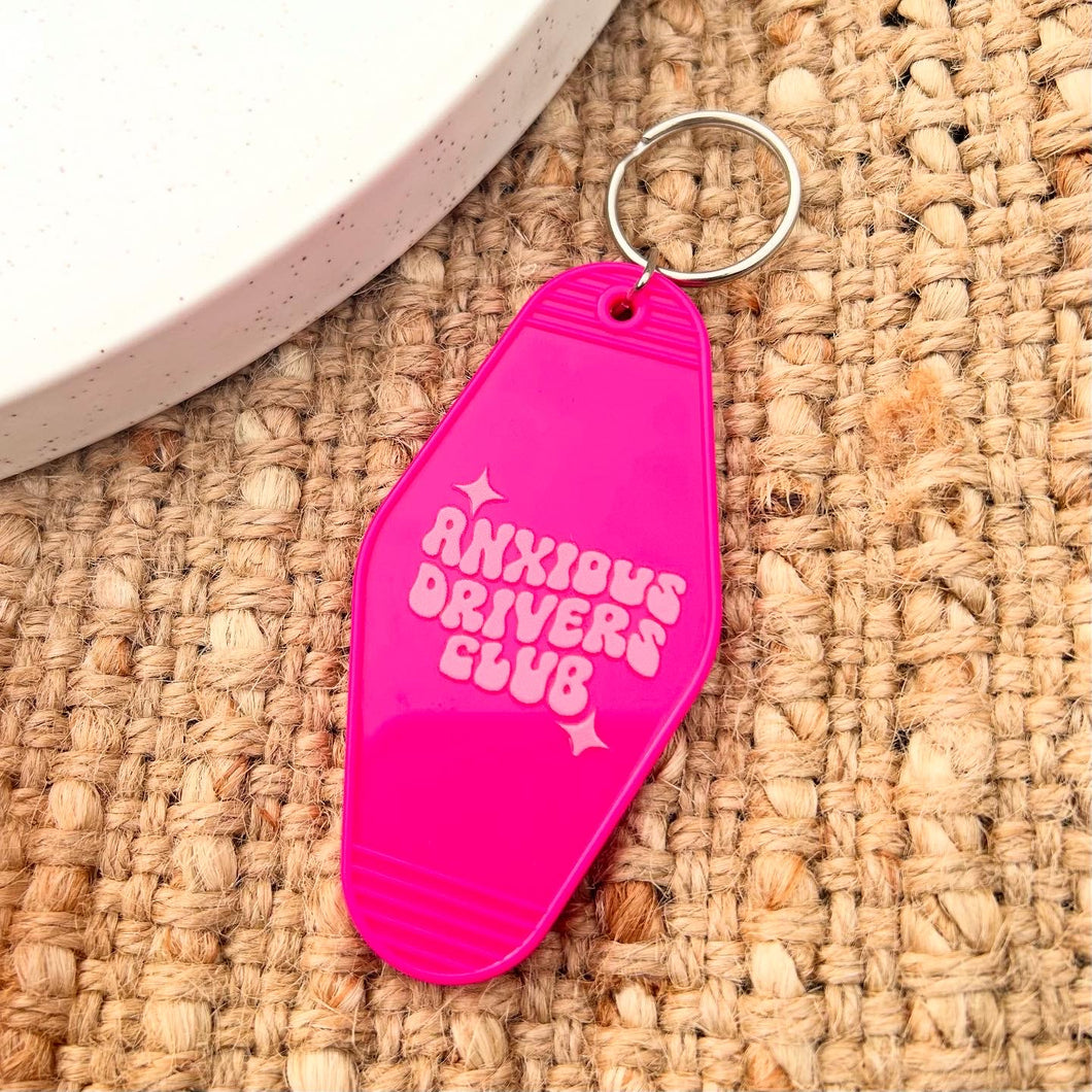 Hot Pink Anxious Driver Keychain