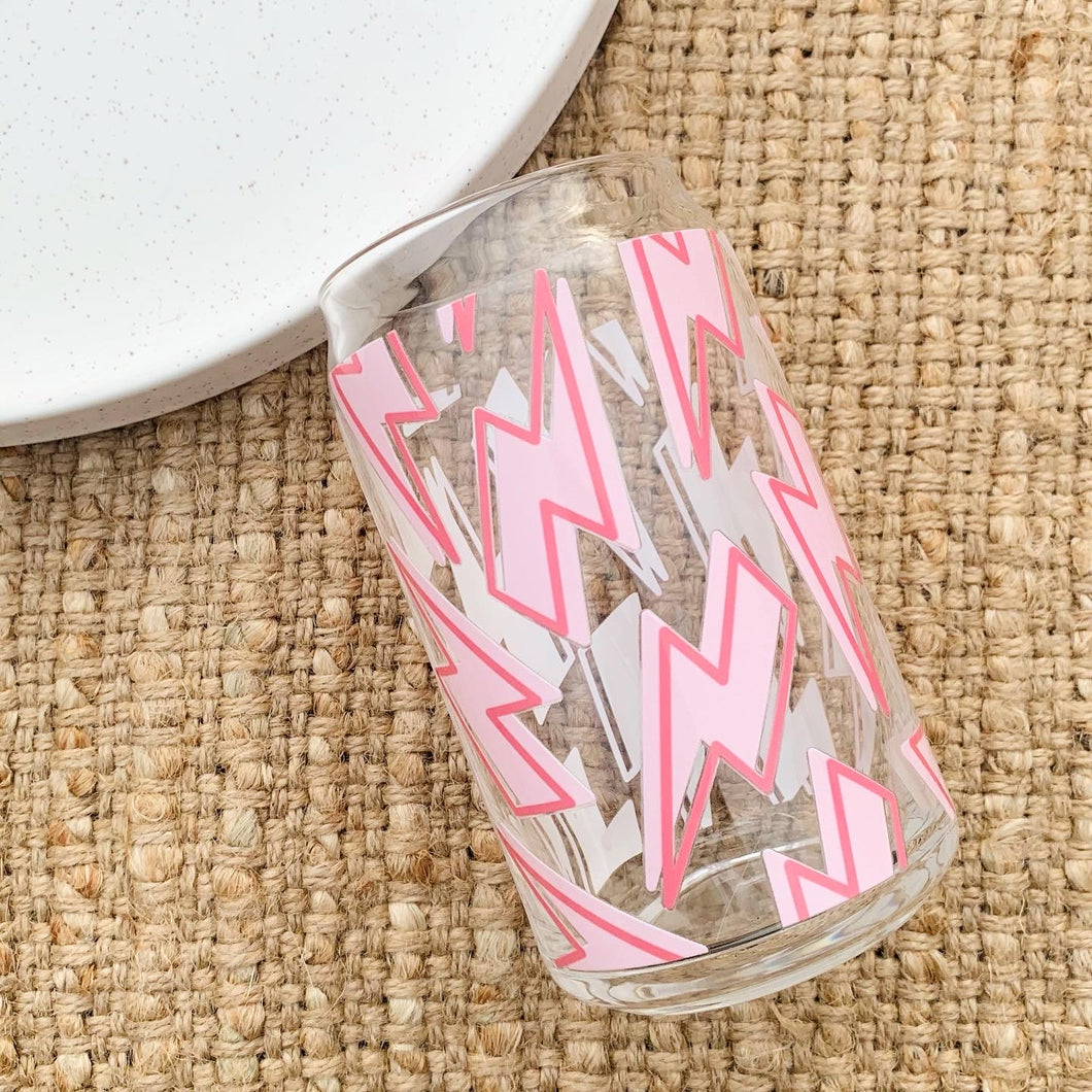 Pink Lightening Glass Can Tumbler