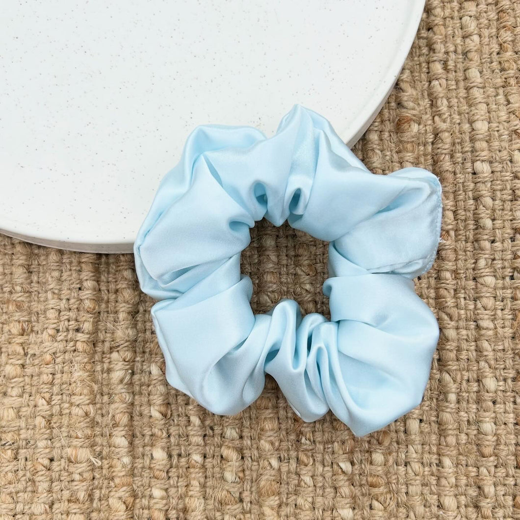 Ice Blue Satin Scrunchie