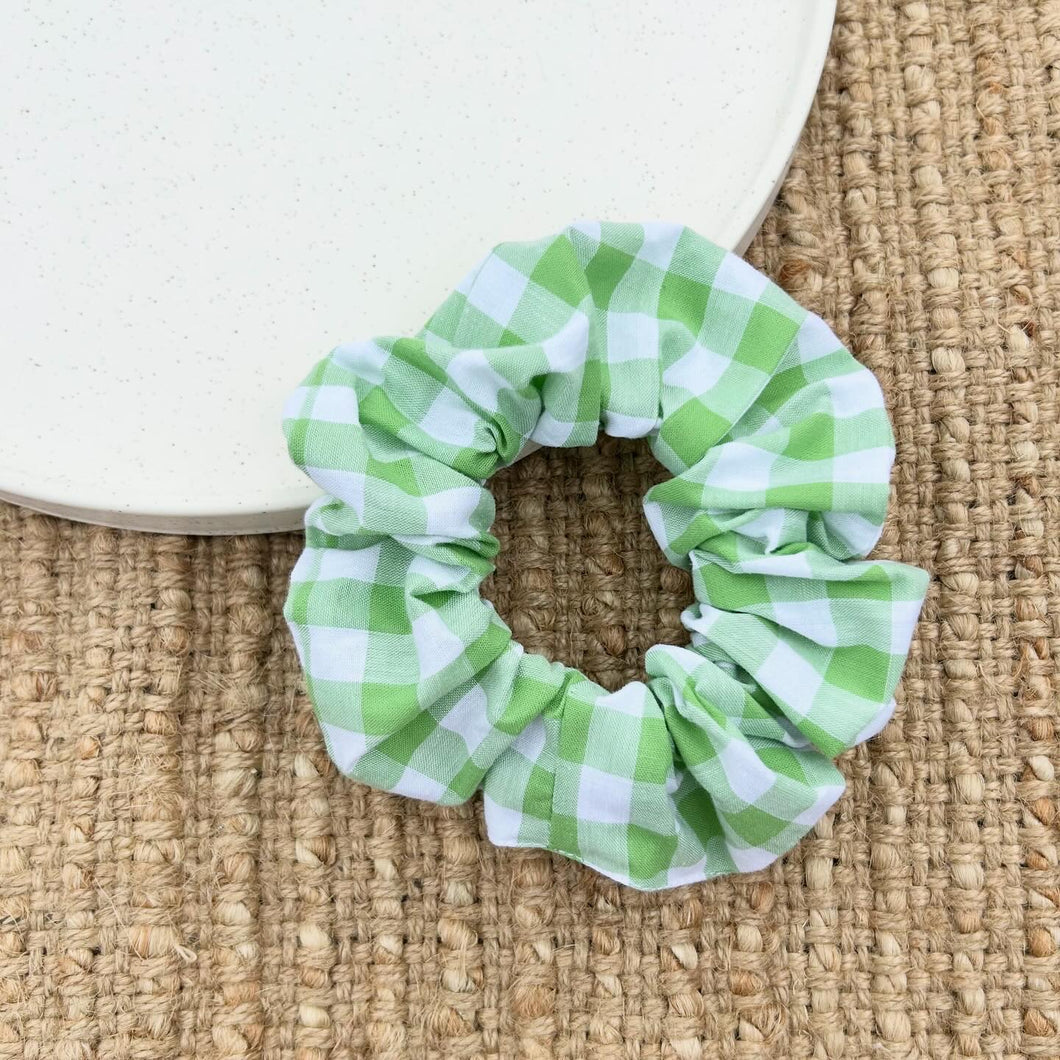 Green Check Scrunchie