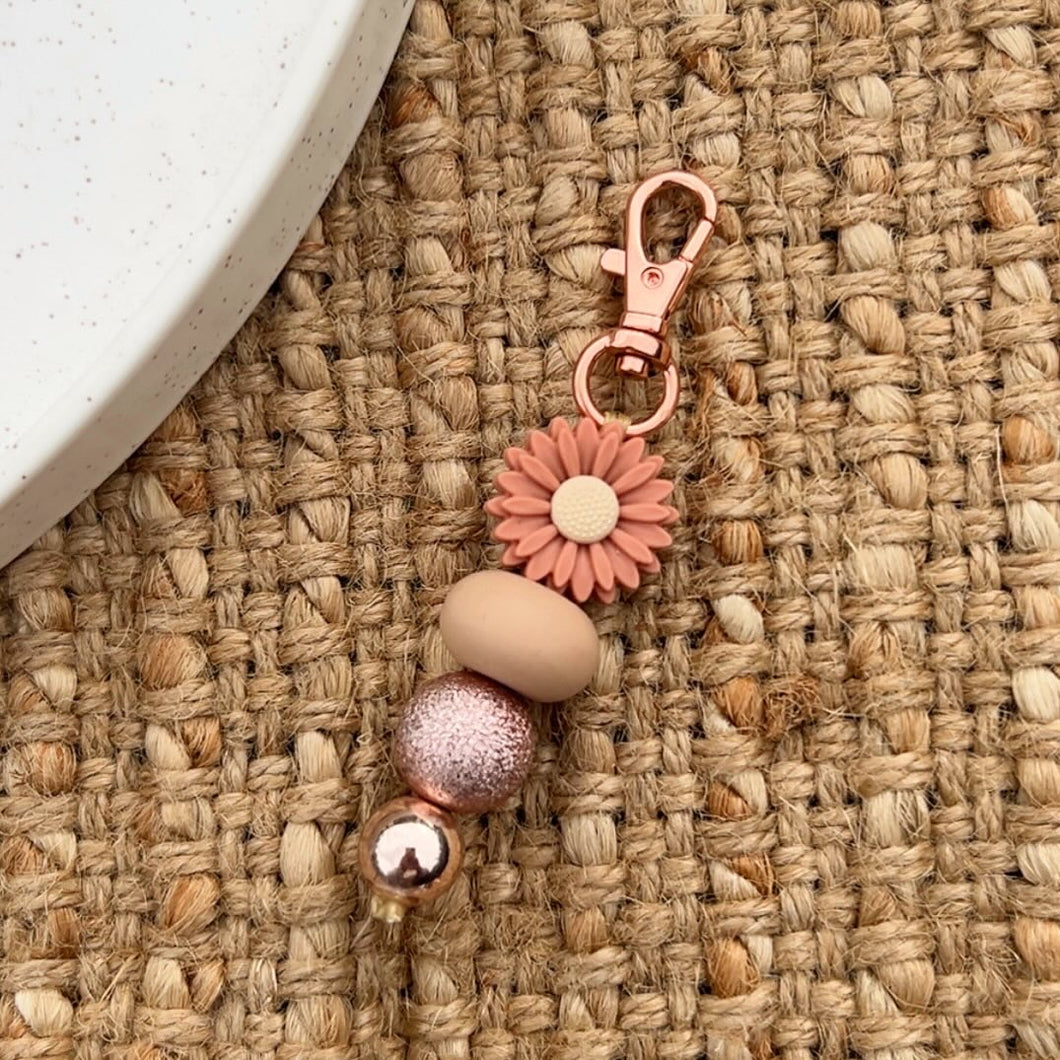 Dark Orange Flower Mini Keychain