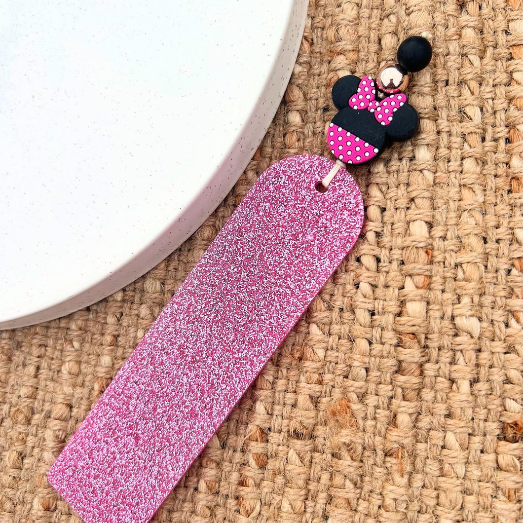 Pink Mouse Glitter Bookmark