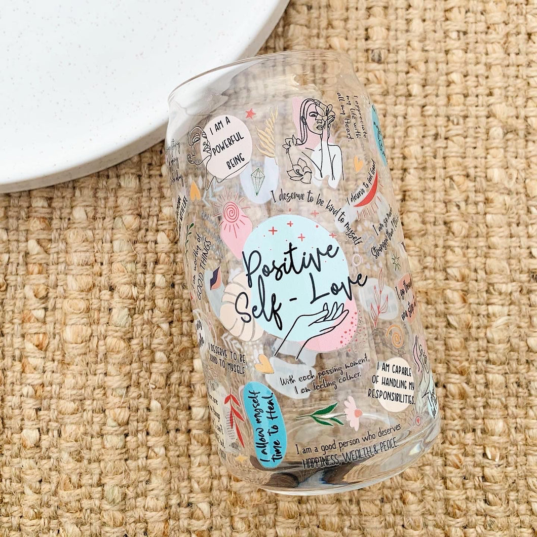 Positive Self Love Glass Can Tumbler