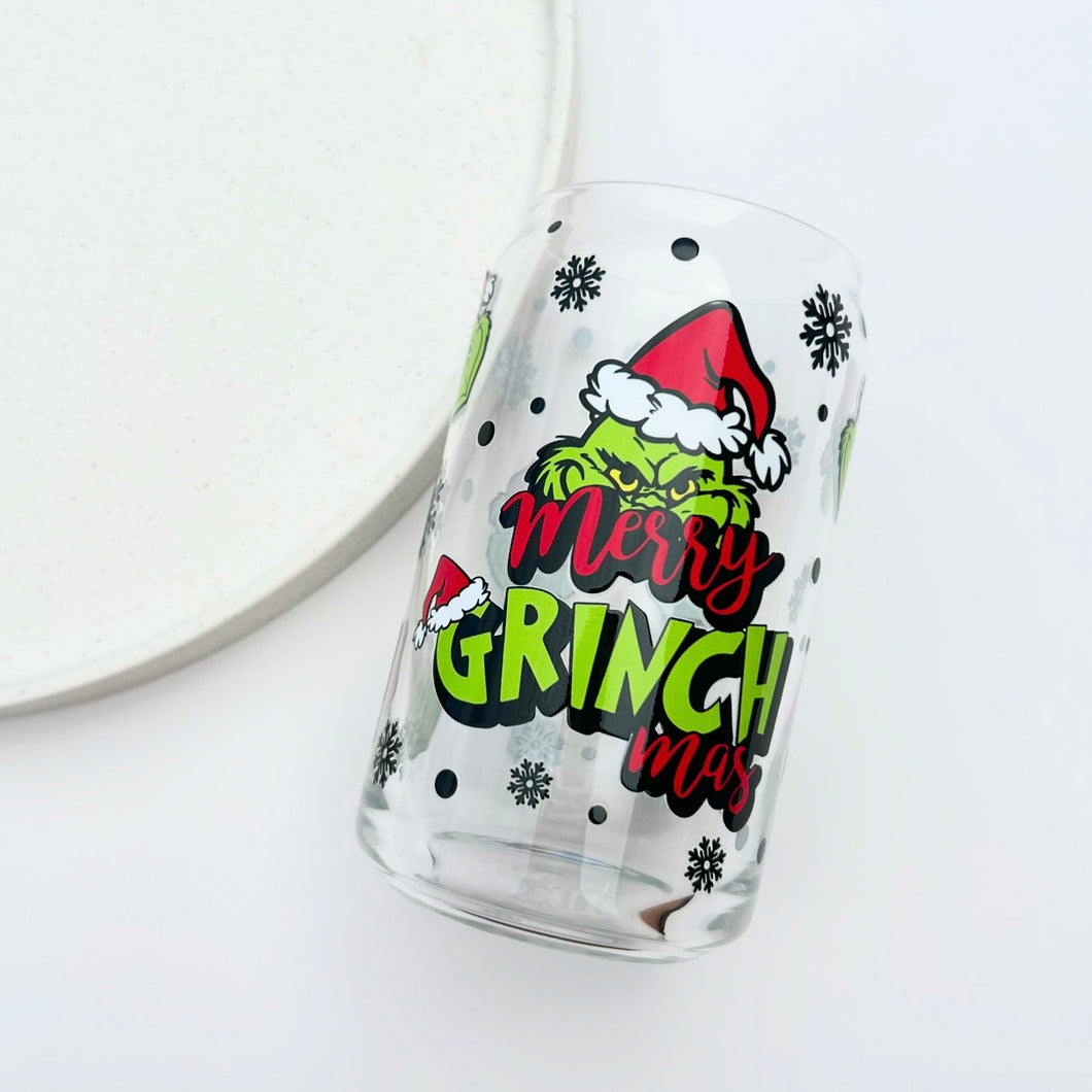 Grinchmas Glass Can Tumbler