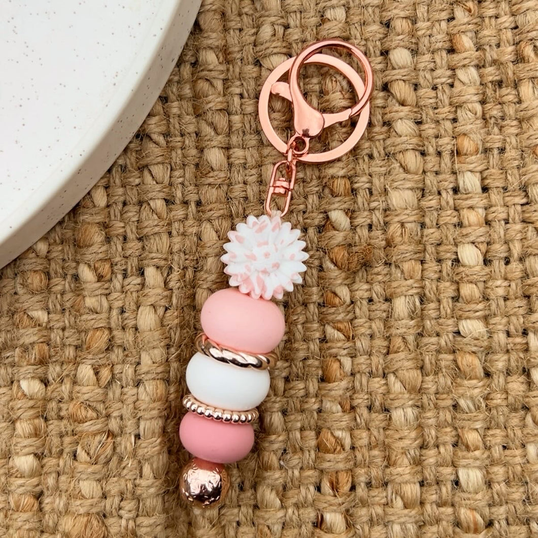 White/Pink Flower Keychain