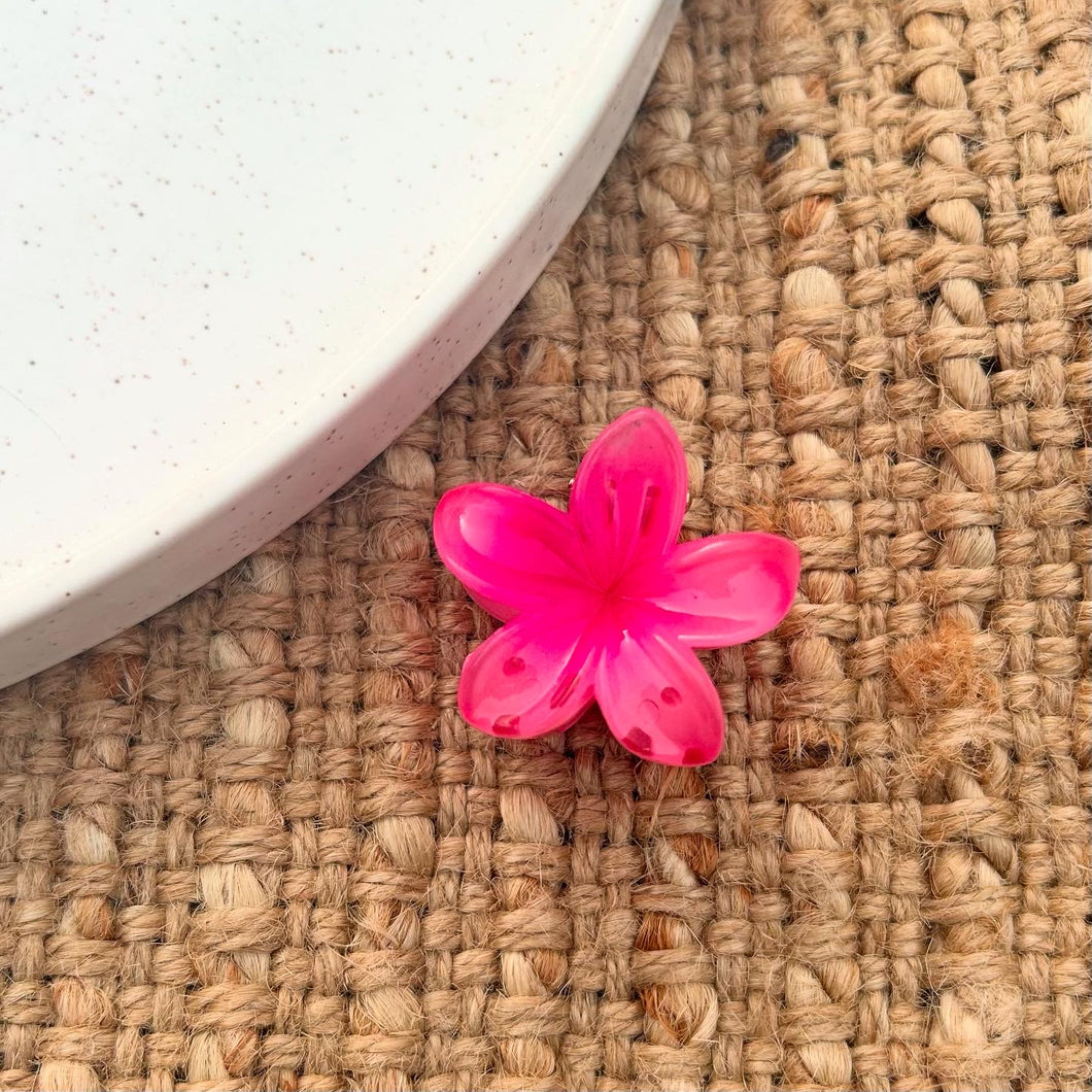Hot Pink Mini Frangipani Claw Clip