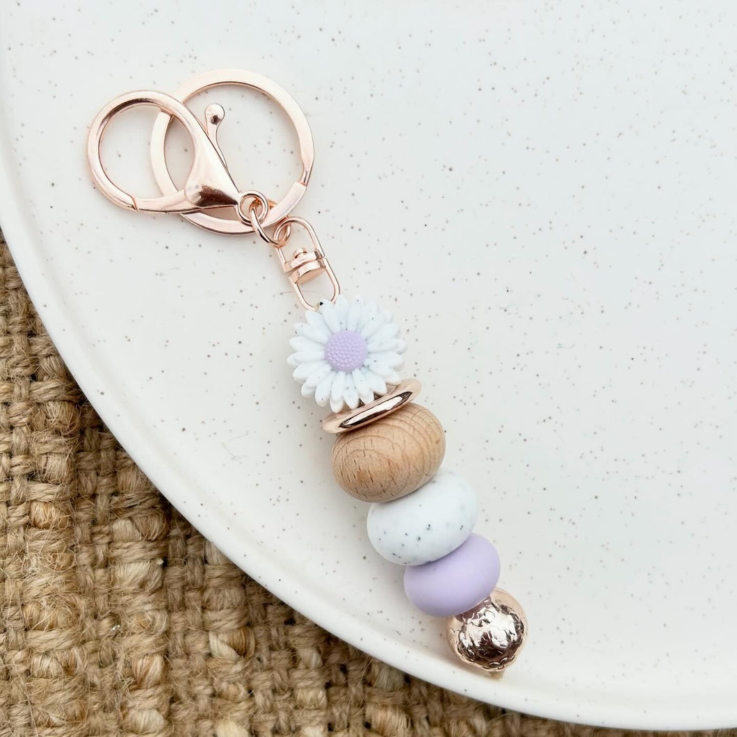 Lilac Speckle Flower Keychain