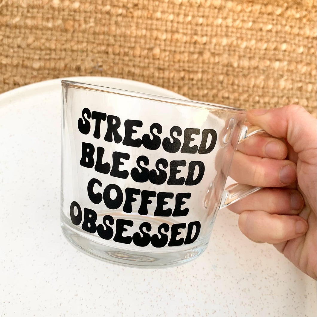 Coffee Obsessed Glass Mug