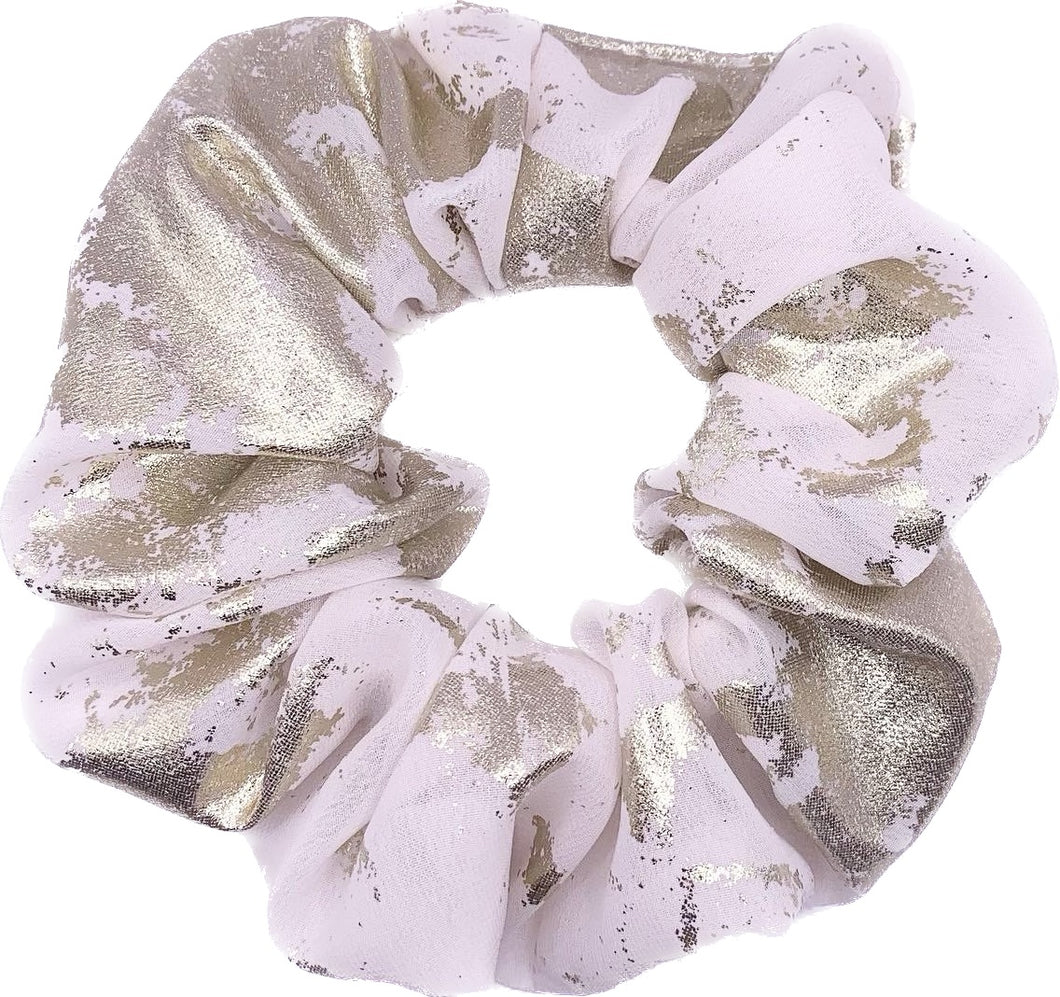 White & Gold Scrunchie