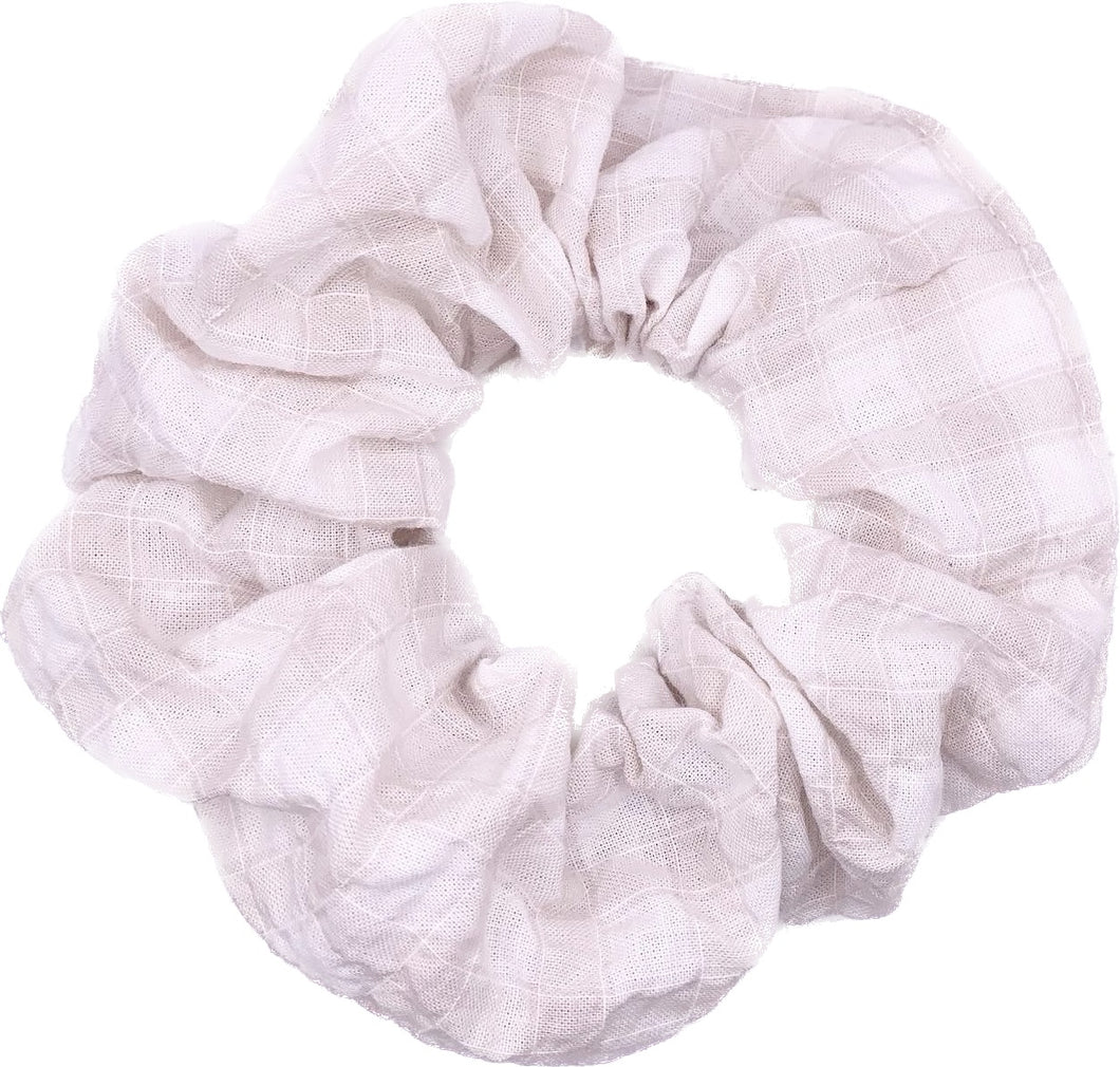 Beige Check Scrunchie