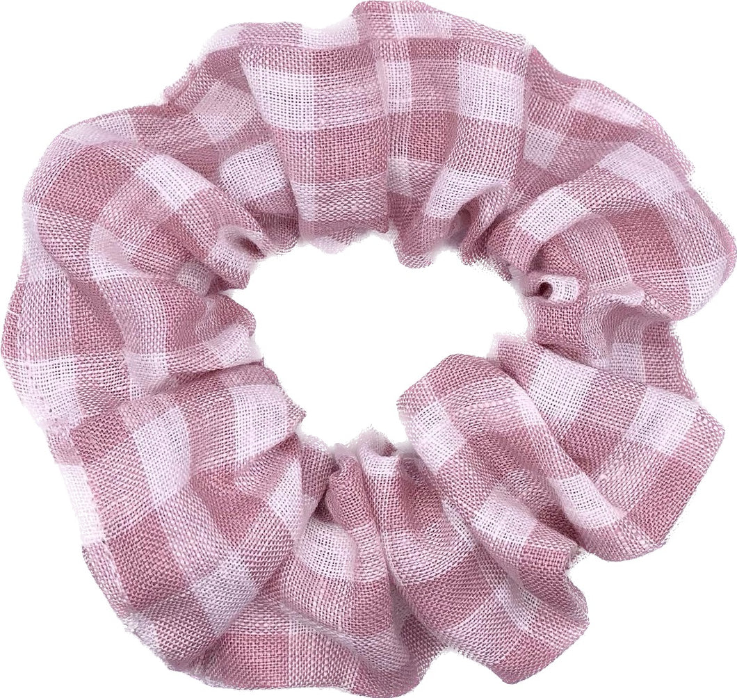 Dusty Pink Check Scrunchie