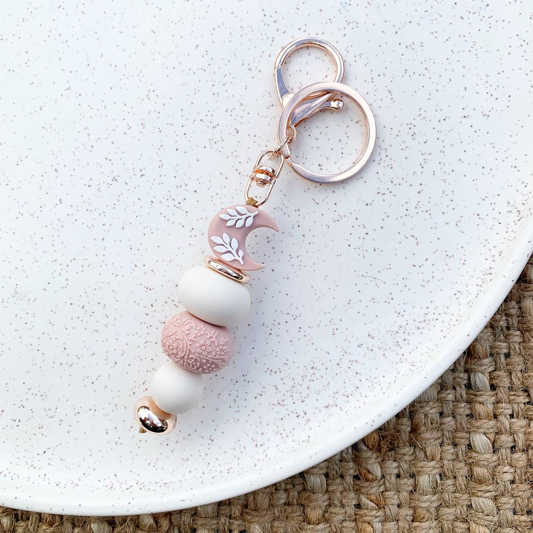 Dusty Pink Moon Keychain