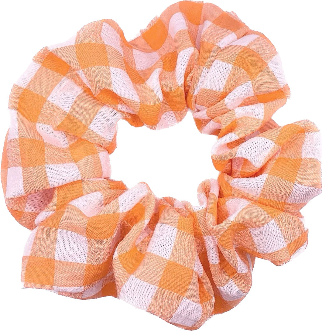 Bright Orange Check Scrunchie