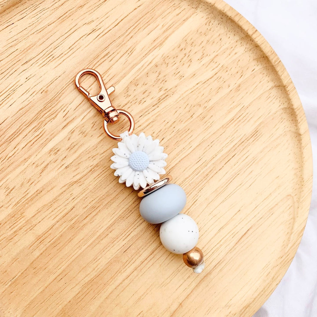 Baby Blue Sunflower Mini Keychain