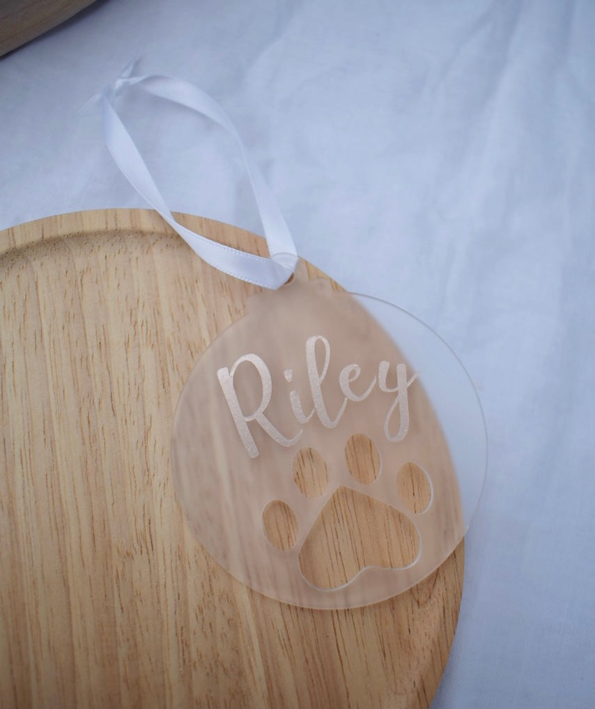 Personalised Frosted Paw Print Bauble